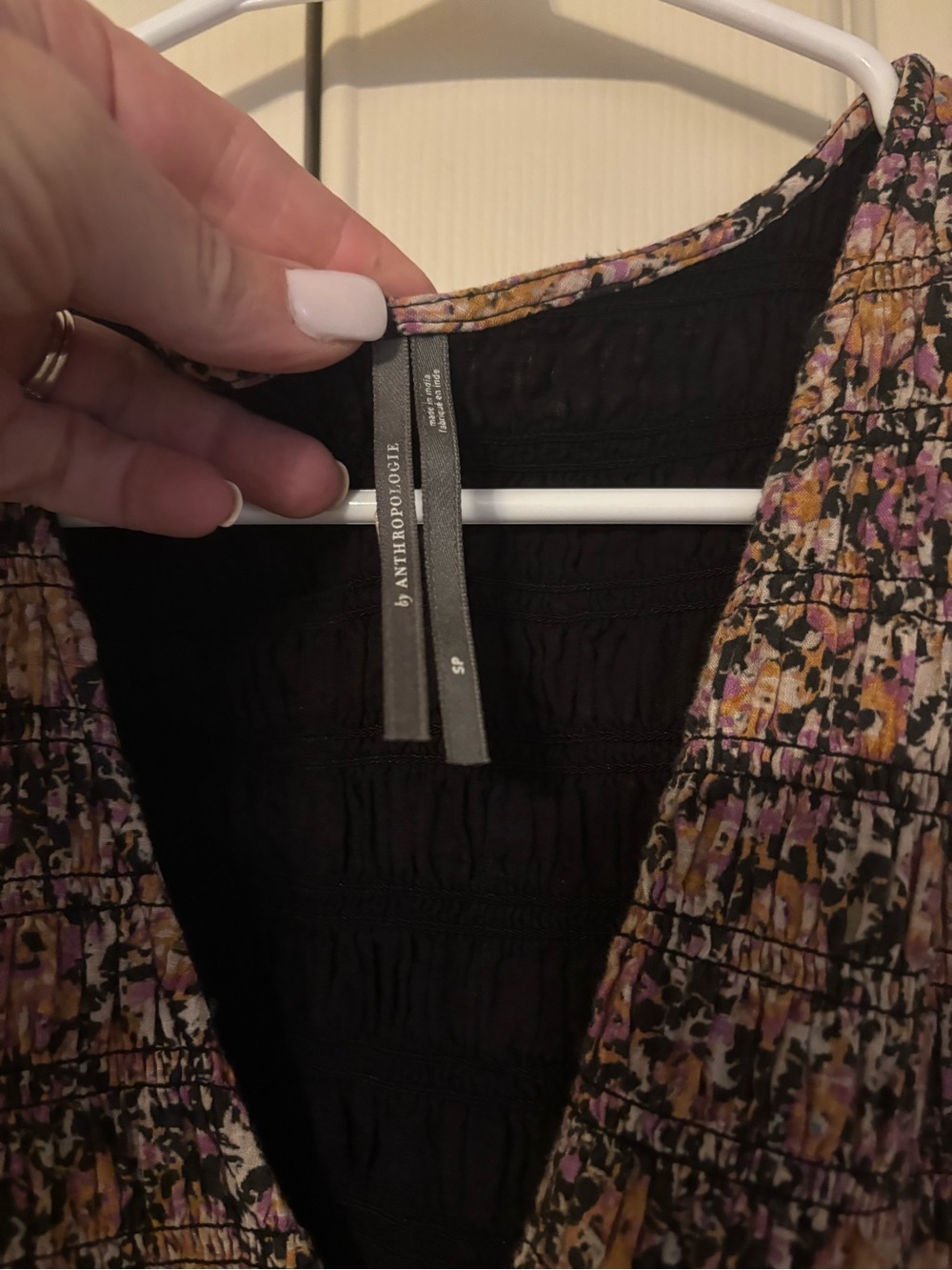 Anthropologie Mauve Floral Smocked Midi Dress - Picture 5 of 5